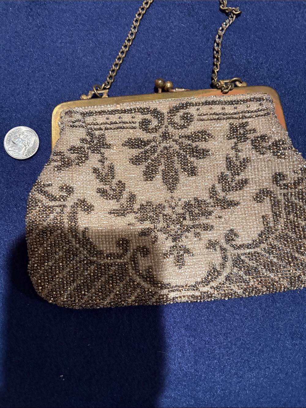 Vintage Beaded Floral Evening Clutch - silver and Cream - Picture 5 of 5
